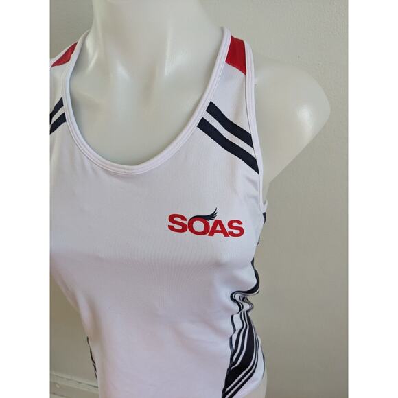 SOAS Womens Size Large Running Tri Tank White Racerback Cycling Pockets - Picture 4 of 14